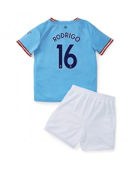 Manchester City Rodri Hernandez #16 Heimtrikotsatz für Kinder 2022-23 Kurzarm (+ Kurze Hosen)